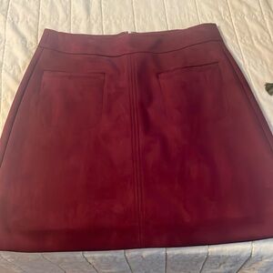 Cherry suede skirt from LOFT- great for the holidays